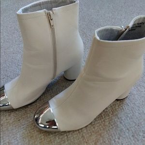 Cream faux-leather white bootie - 2.5 inch heel